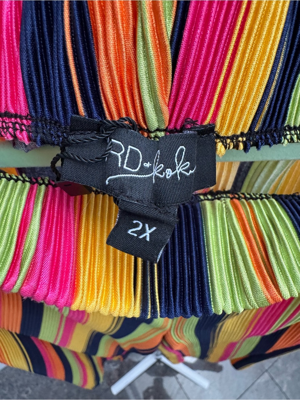 Anthropologie RD&koko Wide-Leg Striped Pant Neon Multi Maximalist Boho Eclectic - Picture 2 of 5